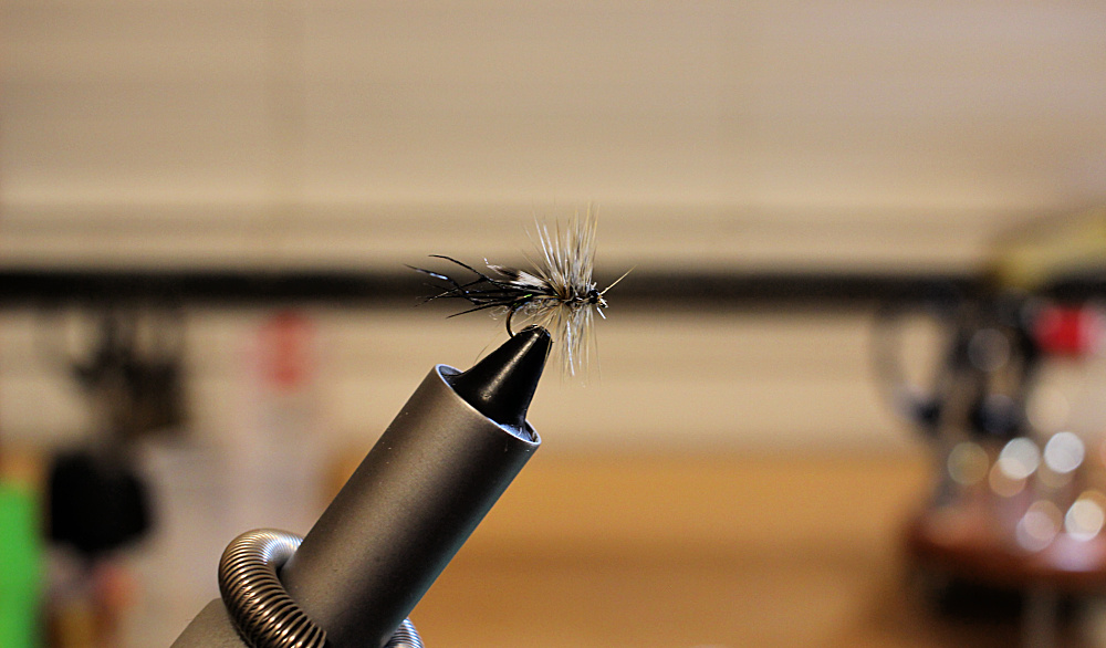 Adams Midge Hopper in the vise