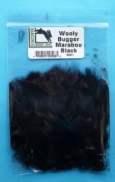 Package of black woolly bugger marabou