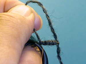 Tying off yarn with copper wire