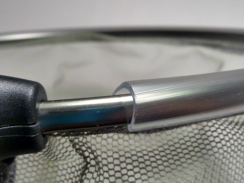 Removable plastic sleeve covering the metal net hoop.