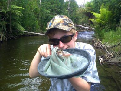 The first fish landed by the net