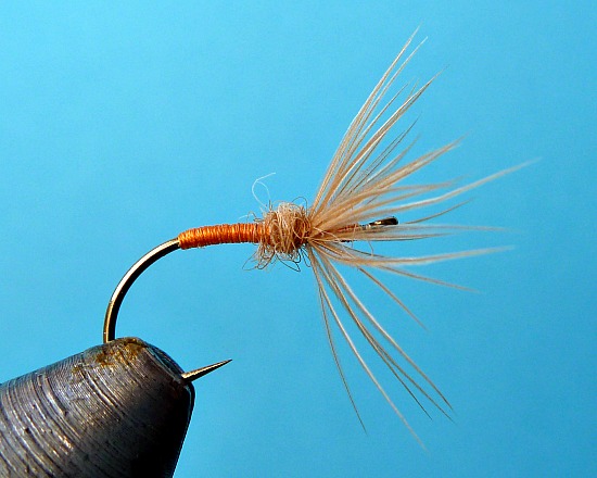Hen and Hound fly - tied with materials at hand