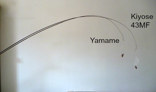 Bend curves of Kiyose 43MF and Tenkara USA Yamame