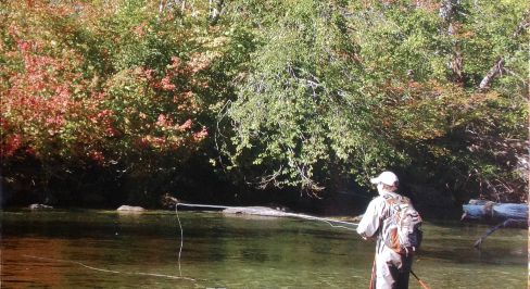 Slide: Same book cover cropped to hide the names and show only an angler with fly line floating on the surface.