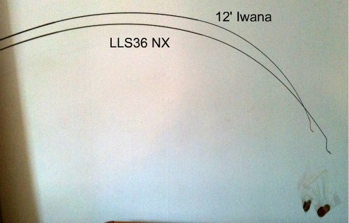 Bend comparison of Tenkara USA Iwana and Shimano LLS36NX