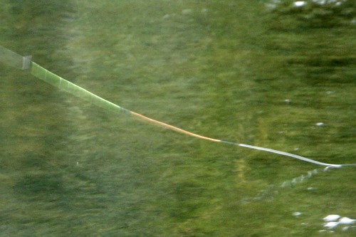 TenkaraBum Tactical Nymphing Sighter in a lake, showing slack line (before fish hits)