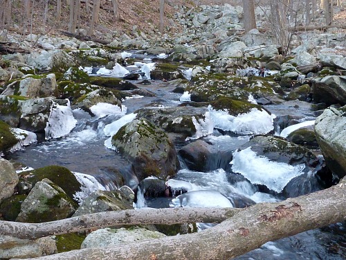 Small stream with icy rocks