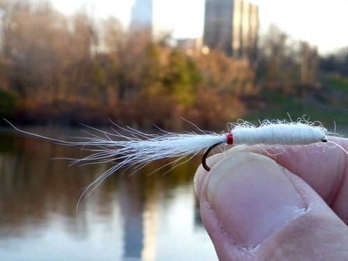 White Killer Bugger, tied with white yarn and arctic fox tail