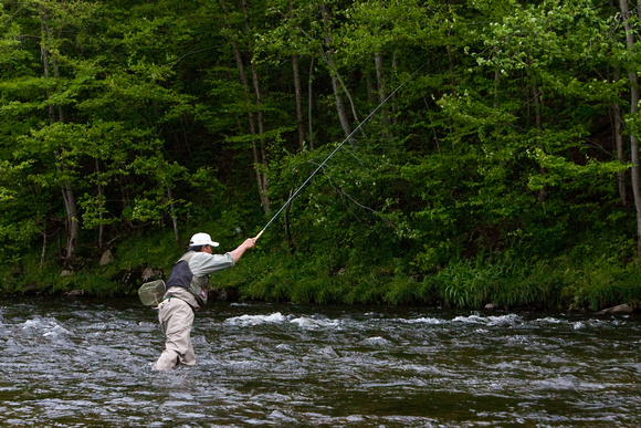 Dr. Ishigaki demonstrating long line tenkara in the Catskills