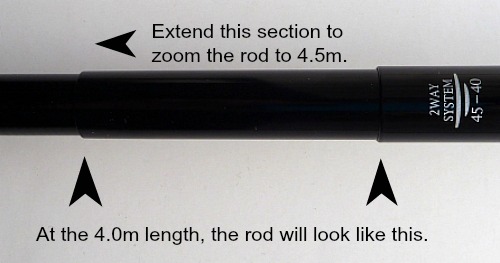 How zooming section looks with rod collapsed.