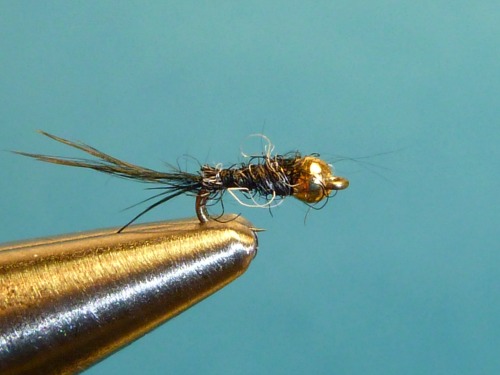 Bead Head black Killer Bugger in vise