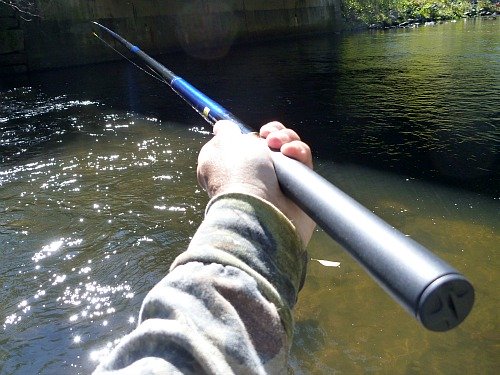 Angler holding 17 foot rod