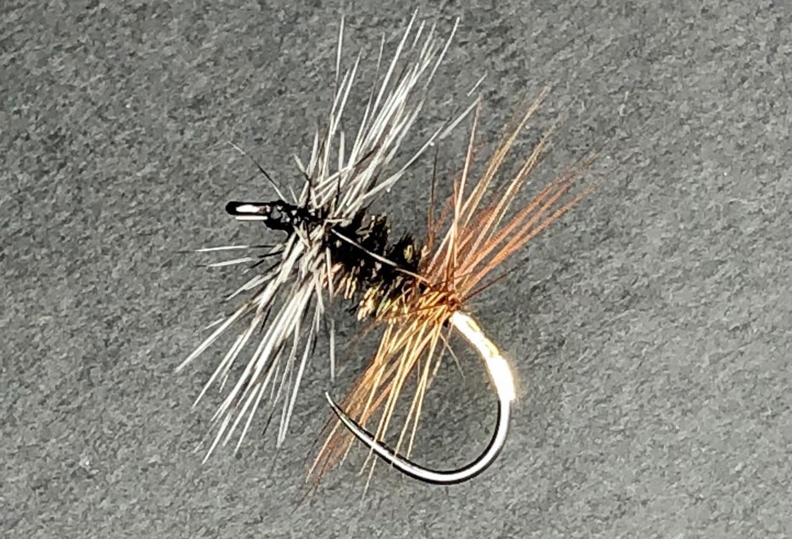 Renegade dry fly - grizzly and brown hackle