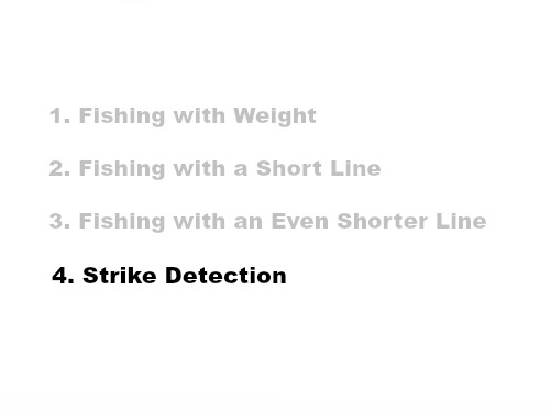 Slide: 1. Fishing with Weight
2. Fishing with a Short Line
3. Fishing with an Even Shorter Line
4. Strike Detection