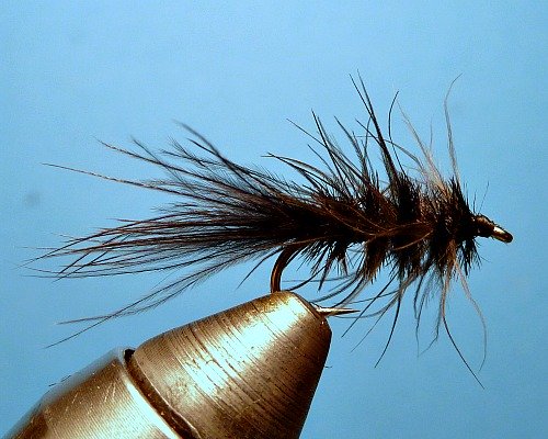 Marabou tail, ostrich herl body, starling hackle