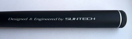 TenkaraBum Traveler Grip with Designed & Engineered by SUNTECH written on it