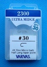 Package of Varivas 2300 Ultra Midge hooks, size 30